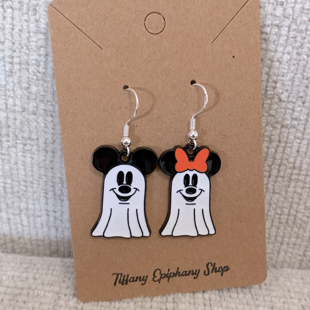 Disney Inspired Ghost Mickey & Minnie Earrings NWT